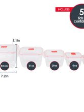 Load image into Gallery viewer, 10 Piece Locking Square Plastic Food Storage Containers with Ventilated Snap-On Lids, Red