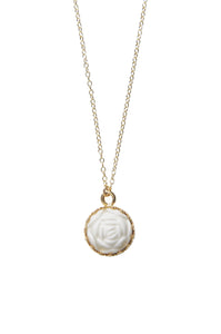 Mini Porcelain Rose Charm Gold-Filled Necklace