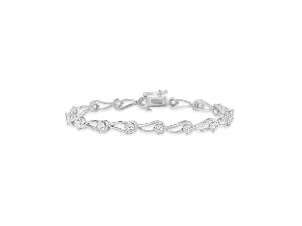 Sterling Silver Rose Cut Diamond Fashion Tennis Bracelet