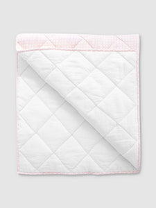 Dusty Pink Gingham + White Linen Reversible Play Mat / Quilt
