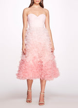 Load image into Gallery viewer, Ombré Textured Tulle Tea-Length Gown - Pink Ombre