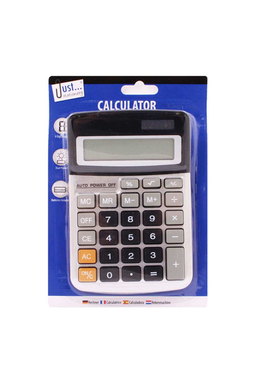 Just Stationery Midi Calculator 8 Digits (White/Black) (One Size)