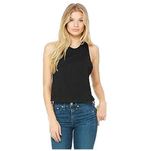 Load image into Gallery viewer, Bella + Canvas Womens/Ladies Racerback Cropped Tank Top (Solid Black Blend)