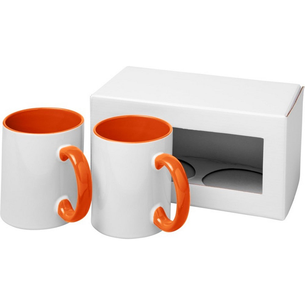 Bullet Ceramic Sublimation Mug Gift Set (Pack Of 2) (White/Orange) (One Size)
