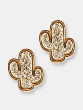 Load image into Gallery viewer, Iridescent Champagne Druzy Cactus Earring in Gold