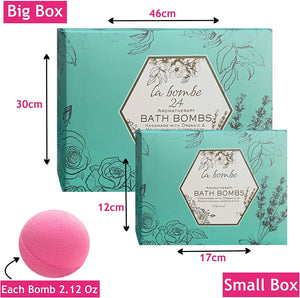 La Bombe Natural Bath Bombs Gift Set. 24 Pc Large Bath Balls in 4 Gift Boxes