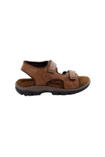 Load image into Gallery viewer, Mens Leather Twin Touch Fastening Sandal - Tan