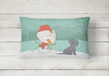 Load image into Gallery viewer, 12 in x 16 in  Outdoor Throw Pillow Black Maltese Snowman Christmas Canvas Fabric Decorative Pillow