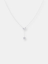 Load image into Gallery viewer, Shooting Star Moon Crescent Diamond Necklace In Sterling Silver