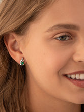 Load image into Gallery viewer, Emerald Earrings Sterling Silver Round Shape 1 Carats