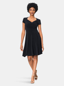 Sweetheart A-Line Dress in Black Crepe