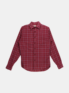 Faherty Men's Heather Crimson Windowpane Ventura Shirt Long-sleeve - S