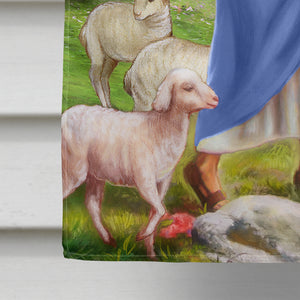 28 x 40 in. Polyester Jesus the Shepherd and his flock of sheep Flag Canvas House Size 2-Sided Heavyweight
