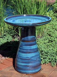 Sunnydaze Elegant Glazed Ceramic Bird Bath - 20.5 in - Galaxy Blue