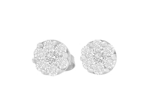 14K White Gold 3/4 cttw Round Diamond Stud Earring
