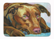 Load image into Gallery viewer, 19 in x 27 in Chocolate Labrador Waiting Machine Washable Memory Foam Mat