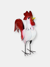 Load image into Gallery viewer, Sunnydaze Cluck the White Steel Indoor/Outdoor Rooster Statue - 22&quot;