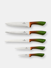 Load image into Gallery viewer, 6-Piece Knife Set with Stainless Steel Stand Emerald Collection