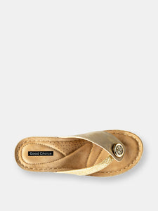 Dafni Gold Wedge Sandals