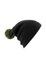 Load image into Gallery viewer, Adults Unisex Snowstar Beanie - Black/Lime Green