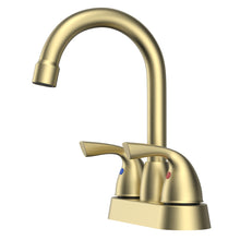 Load image into Gallery viewer, Bianca 4 in. Surface Mounted 2 Handles Bathroom Faucet With Drain Kit Included In Brushed Gold