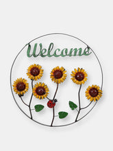Load image into Gallery viewer, Metal Indoor Outdoor Sunflower Ladybug Welcome Sign Door Wall Decor