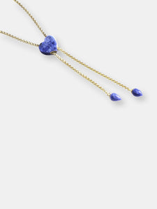 Luv Me Sodalite Adjustable Heart Necklace In 14K Yellow Gold Plated Sterling Silver