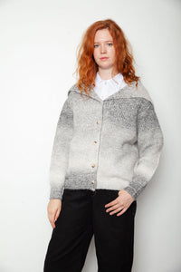 Sailor Collar Gradient Cardigan - Grey