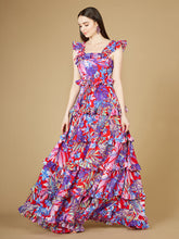 Load image into Gallery viewer, Lara 29271 - Printed Gown With Ruffle Skirt