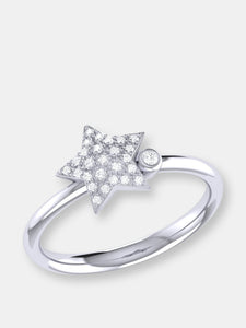 Dazzling Star Bezel Diamond Ring in Sterling Silver
