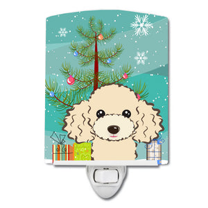Christmas Tree and Buff Poodle Ceramic Night Light