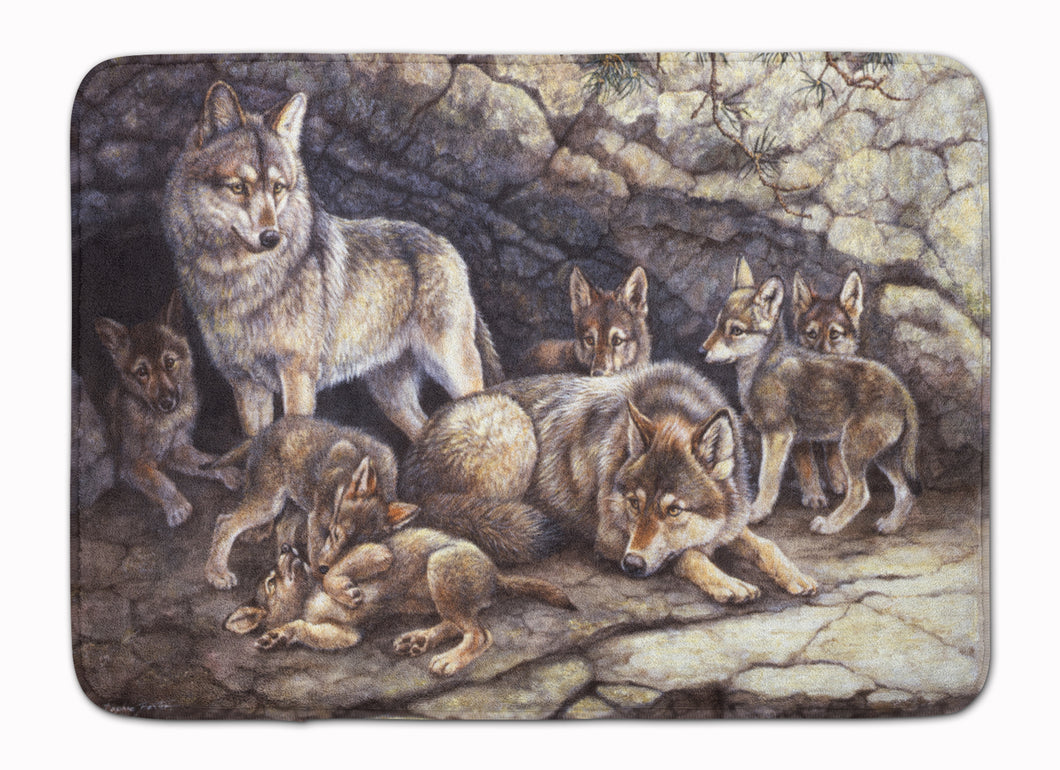 19 in x 27 in Wolf Wolves by the Den Machine Washable Memory Foam Mat