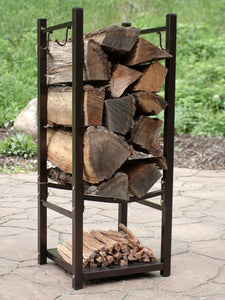 32" Firewood Rack Log Storage Tool Holders Storage Black Steel Accessory