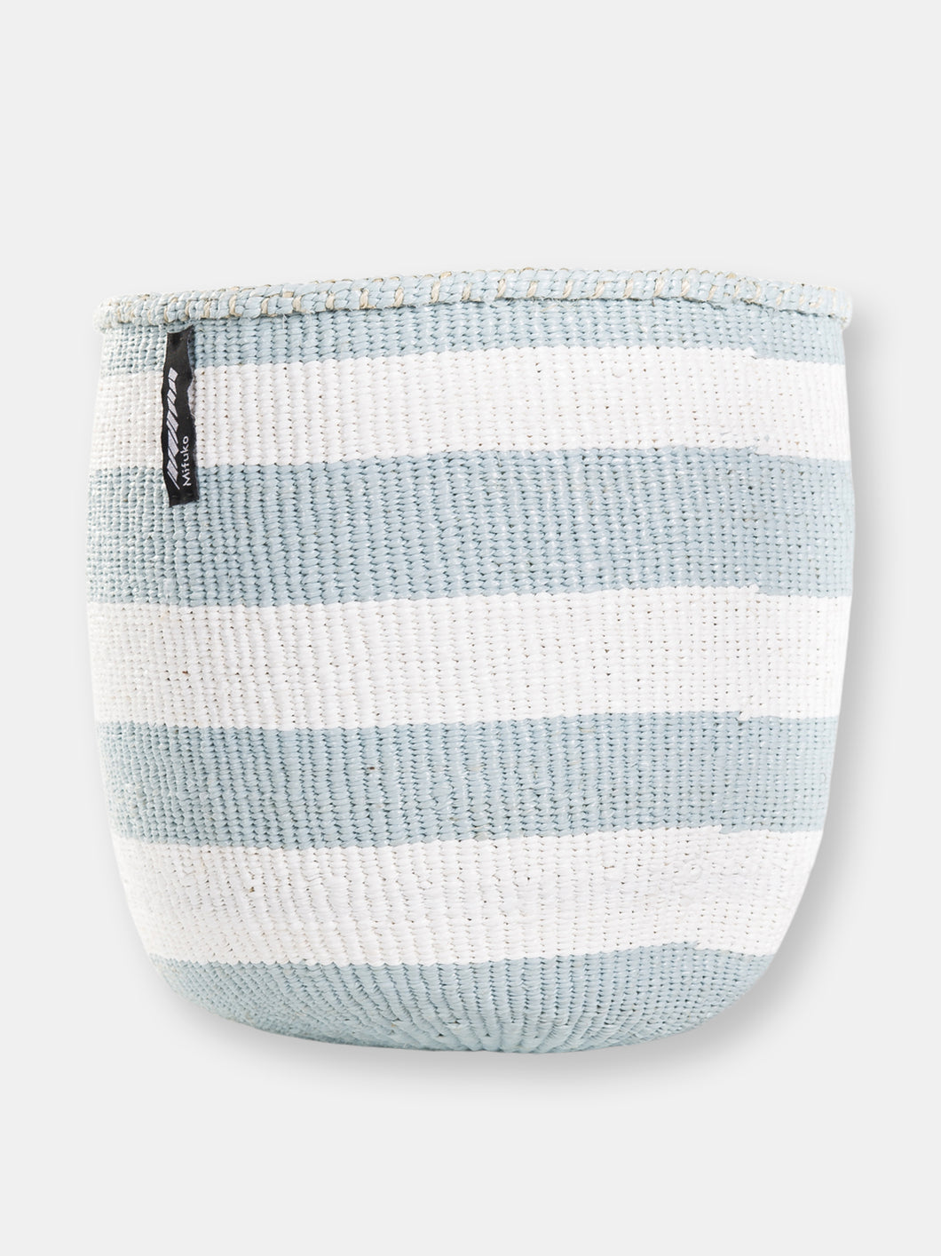 Mifuko - Medium Basket with White and Pale Blue Stripes