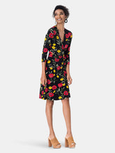 Load image into Gallery viewer, Perfect Wrap Dress in Poppy Black