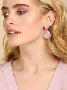 Double Drop Genuine Gemstone Earrings