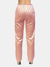 Load image into Gallery viewer, USA Made Ooh La La Stretch Satin Fully Lined Straight Leg Pants With Crystal Embellished Drawstring
