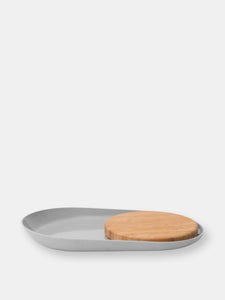 BergHOFF Leo 13.5" Bamboo Oval Plate with Cutting Board, Gray