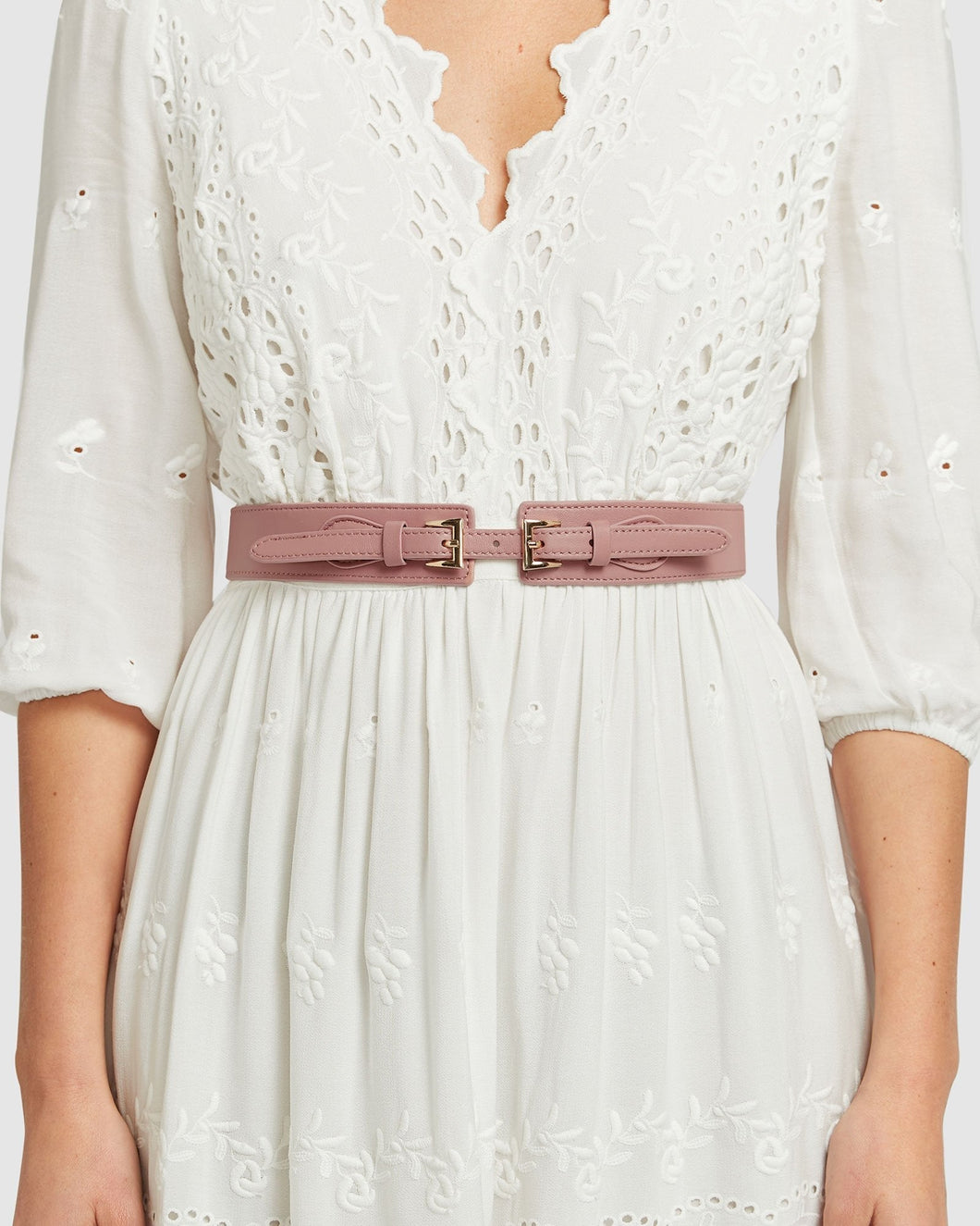 London Fog Leather Waist Belt - Blush