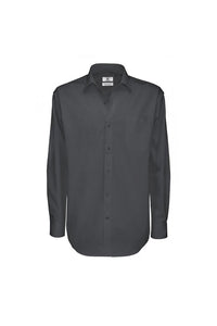 B&C Mens Sharp Twill Cotton Long Sleeve Shirt / Mens Shirts (Dark Grey)