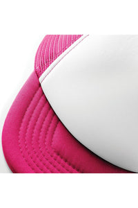 Beechfield Vintage Plain Snap-Back Trucker Cap (Pack of 2) (Fuchsia/White)