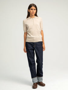 Polo Short Sleeve Sweater - Oatmeal