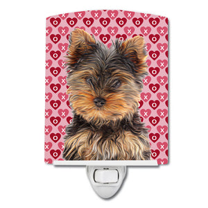 Hearts Love and Valentine's Day Yorkie Puppy / Yorkshire Terrier Ceramic Night Light