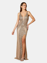 Load image into Gallery viewer, 29499 - Embellished Long Dress With Thigh High Slit