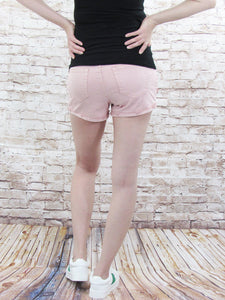 Destructed Pink Maternity Denim Short with Belly Band-E52-1662A1A