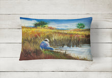 Load image into Gallery viewer, 12 in x 16 in  Outdoor Throw Pillow Fisherman on the Bank Canvas Fabric Decorative Pillow