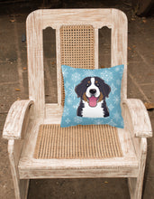Load image into Gallery viewer, 14 in x 14 in Outdoor Throw PillowSnowflake Bernese Mountain Dog Fabric Decorative Pillow