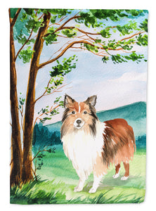 11 x 15 1/2 in. Polyester Under the Tree Sheltie Garden Flag 2-Sided 2-Ply
