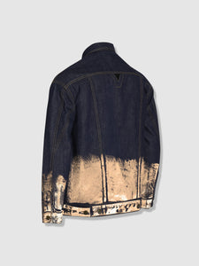Longer Indigo Denim Jacket with Rose Gold Foil
