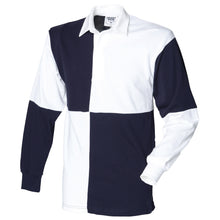 Load image into Gallery viewer, Front Row Quartered Rugby Sports Polo Shirt (White/Navy (White collar))